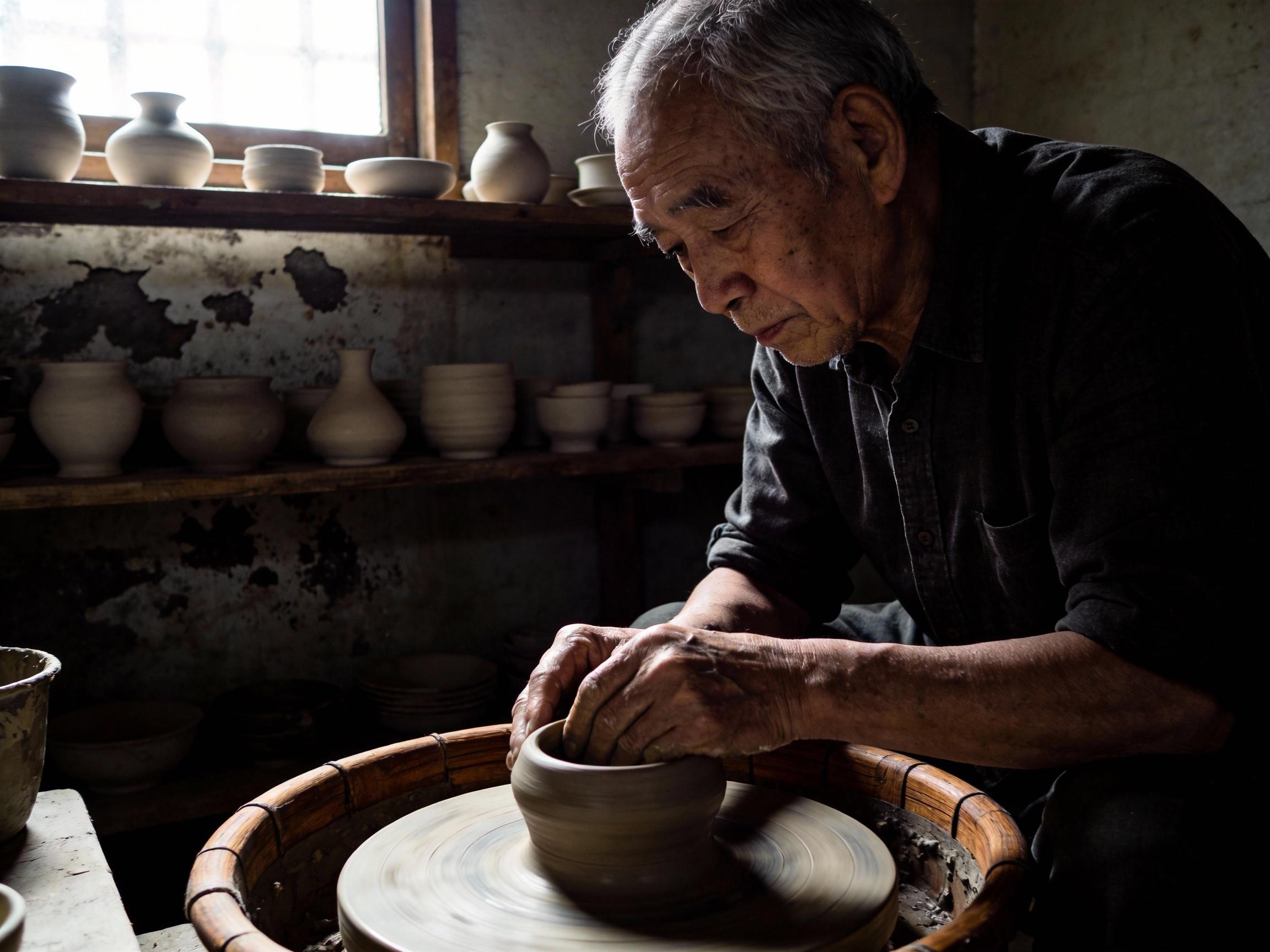 Artisan crafting pottery